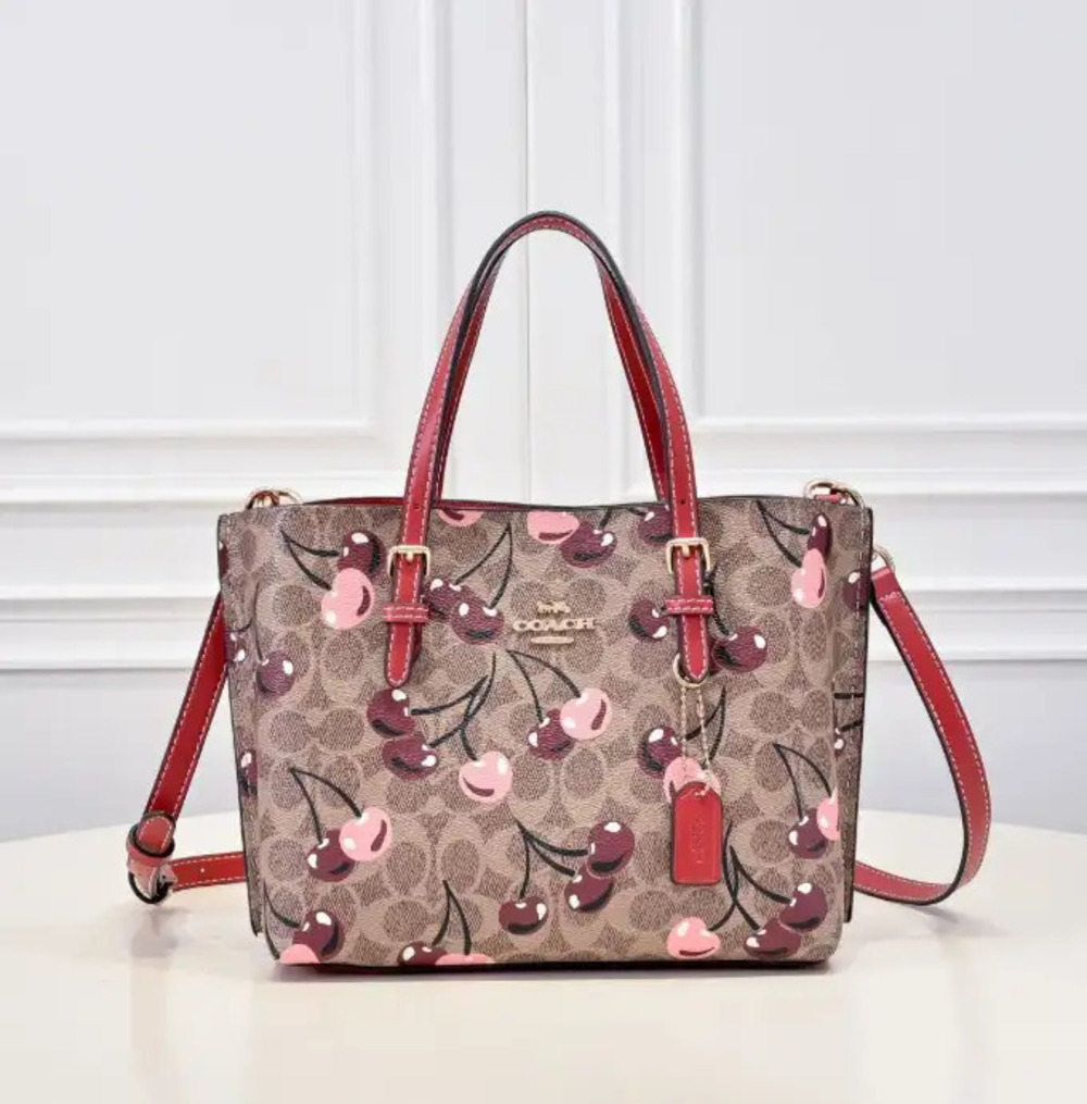 Coach CZ772 MollieTote Bag 25 In Signature Canvas With Cherry Print